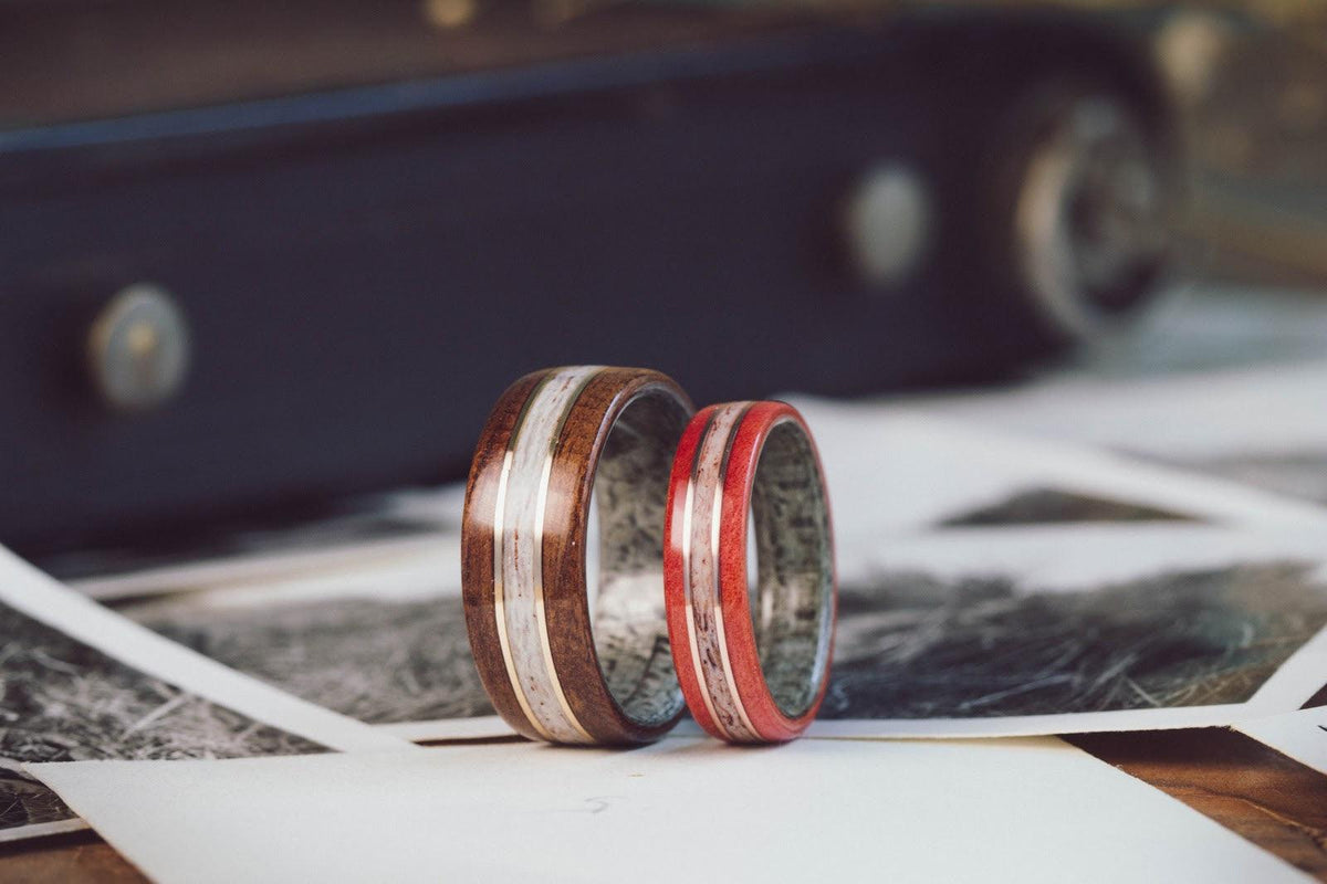 weathered maple elk ring set