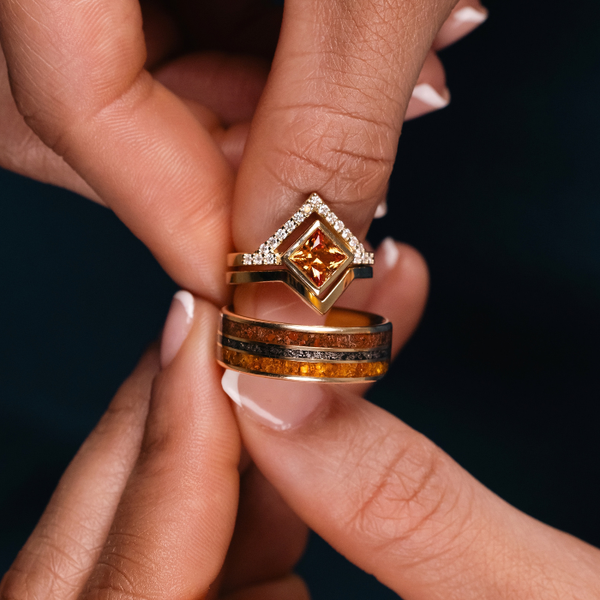 Create a Coordinating Wedding Ring Set: How to Match Her Engagement Ring Stone with His Wedding Band