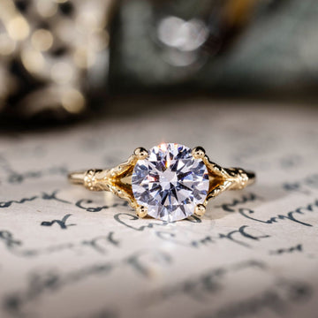 Round-Diamond-Solitaire-Engagement-Ring-Art-Nouveau-Inspired-Split-Shank-Setting-The-Selwyn-Rustic-And-Main