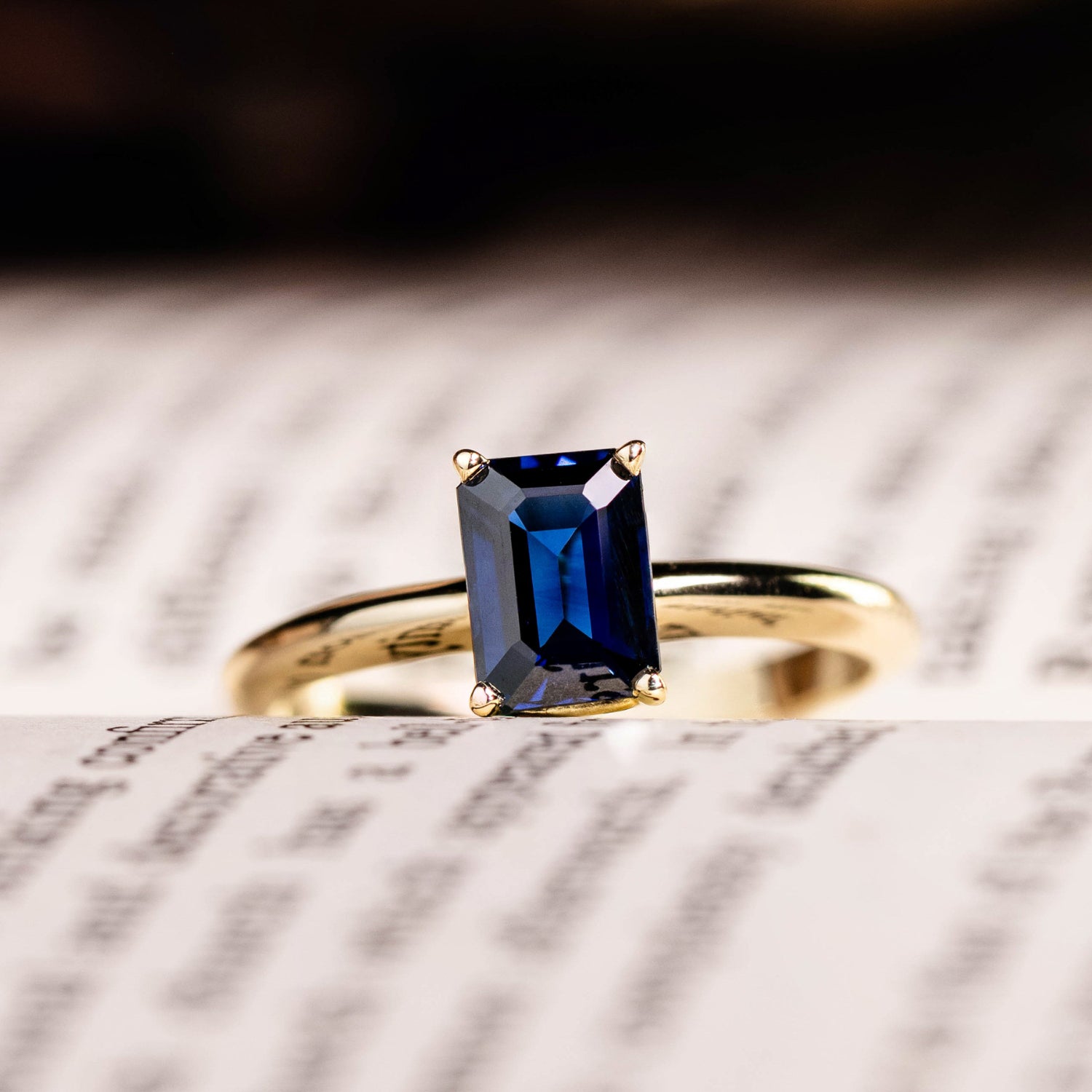 The Grace Emerald Cut Blue Sapphire Engagement Ring Rustic and Main