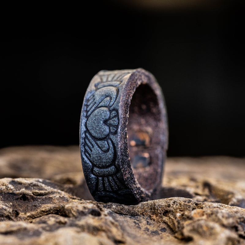 claddagh-leather-ring-chicago-tan-wedding-band-rustic-and-main