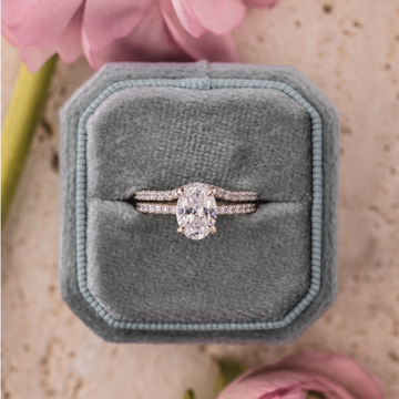The Penelope & Emma | Oval Diamond Engagement Ring & Pavé Contour Bridal Set