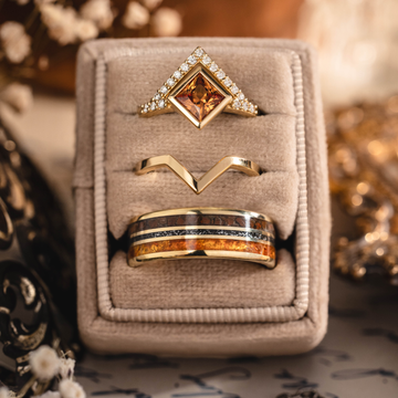 The Eileen, Dawn, & Jurassic His and Hers Wedding Set with Engagement Ring