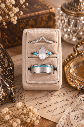 The Kassidy, Vesper, & Odyssey - His and Hers Bridal Set with Engagement Ring