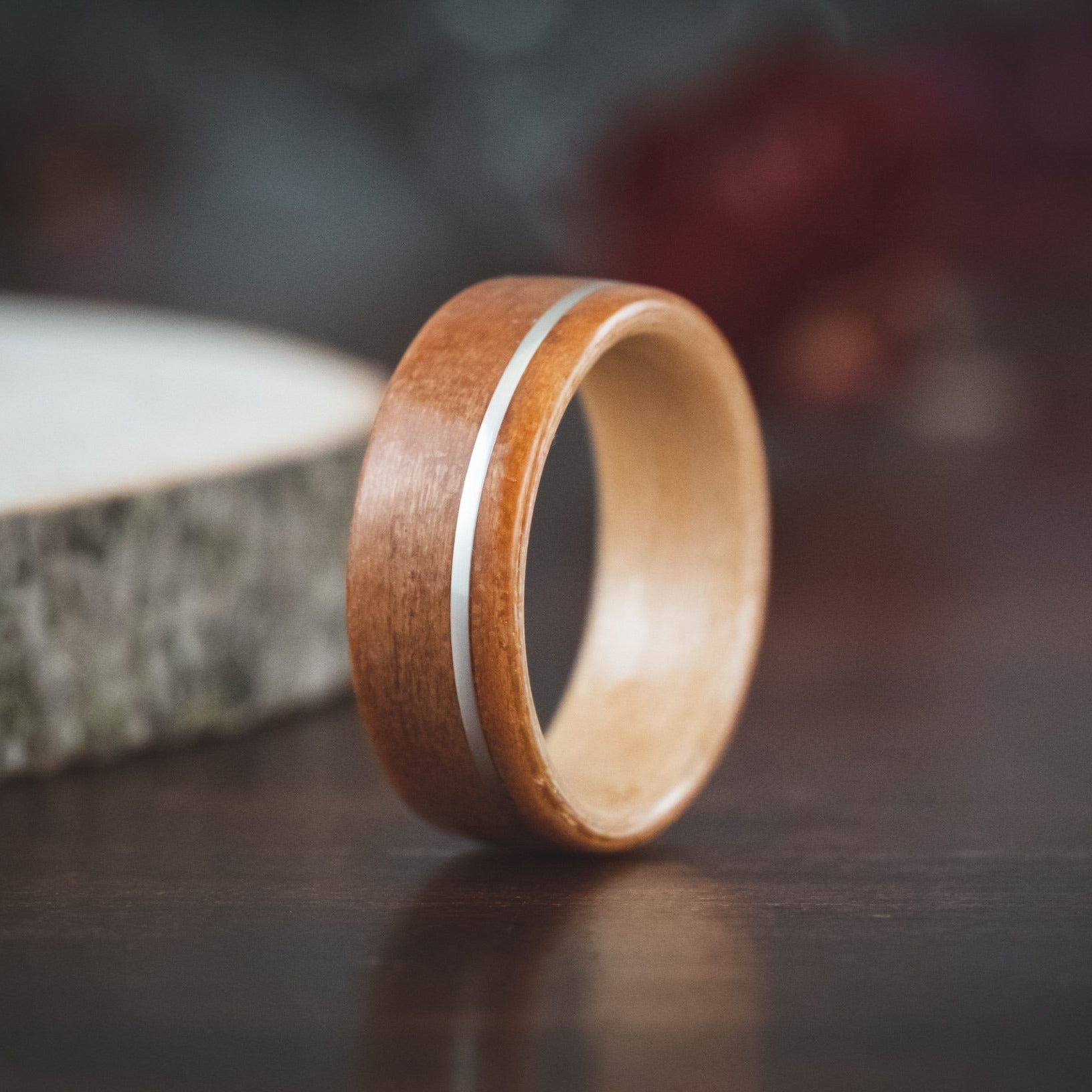 Silver Ring, Sterling Silver Ring, Wood Ring, Wooden Ring, Wedding