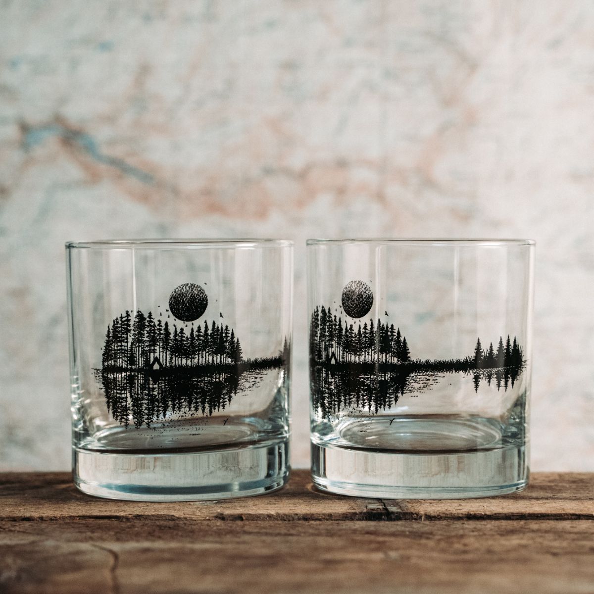 Hand Engraved Fish and Fly on a Double Old Fashioned Glass With