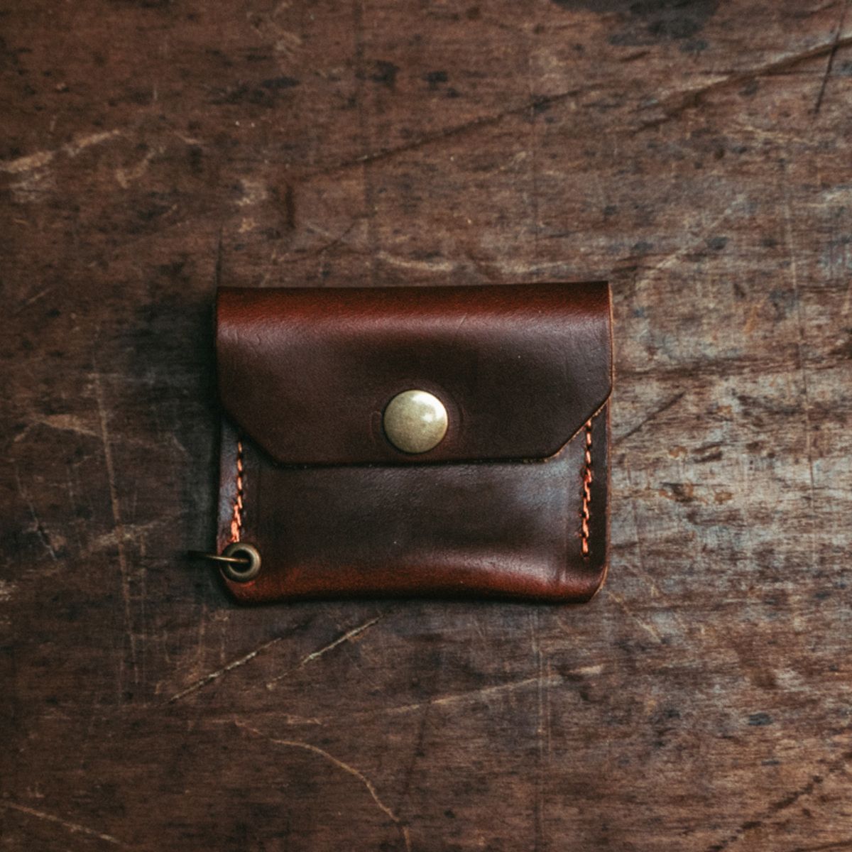 Men's snap leather wallet with coin pouch