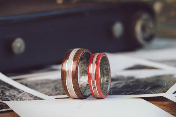 weathered maple elk ring set