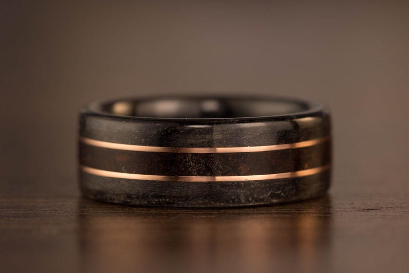 wooden wedding ring double gold inlay