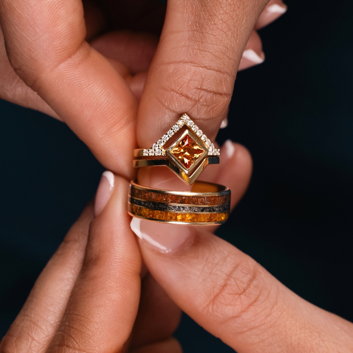 Create a Coordinating Wedding Ring Set: How to Match Her Engagement Ring Stone with His Wedding Band