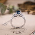 London Blue Topaz Laurel engagement ring with topaz and diamond Halley contour band in 10K white gold