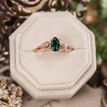 Pear cut lab-grown emerald engagement ring in 14K rose gold