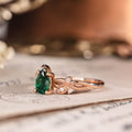 Pear cut lab-grown emerald engagement ring in 14K rose gold