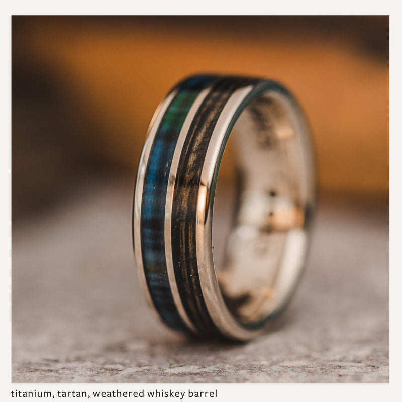 Custom Gold, Silver or Titanium Band - 2-Inlay Ring – Rustic and Main