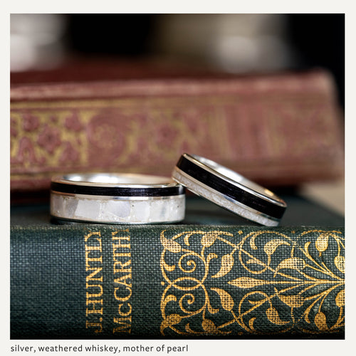 Custom Gold, Silver or Titanium Band - 2-Inlay Offset – Rustic and Main