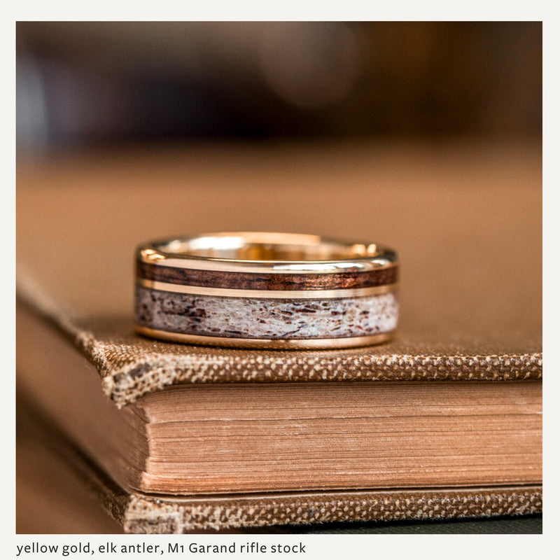 Custom Gold, Silver or Titanium Band - 2-Inlay Offset – Rustic and Main