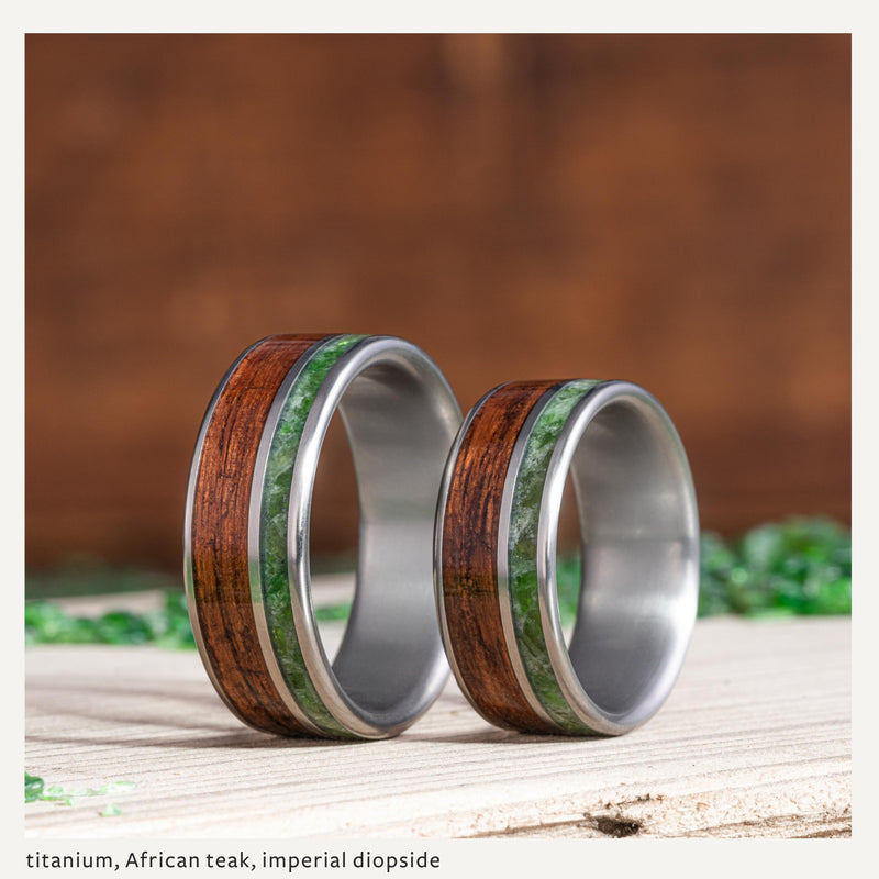 Custom Gold, Silver or Titanium Band - 2-Inlay Offset – Rustic and Main