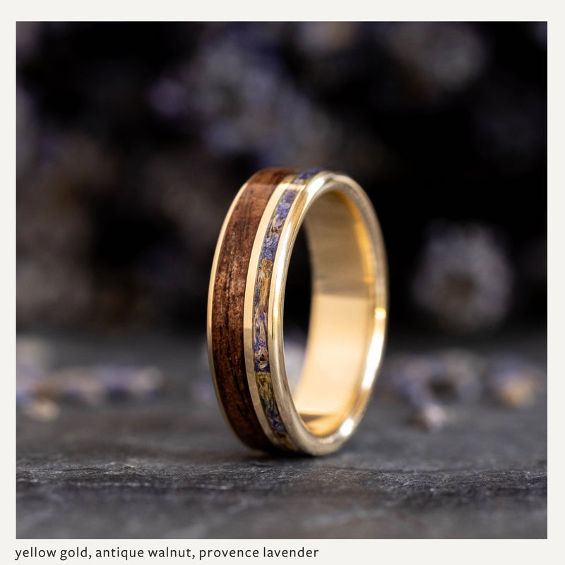 Custom Gold, Silver or Titanium Band - 2-Inlay Offset – Rustic and Main