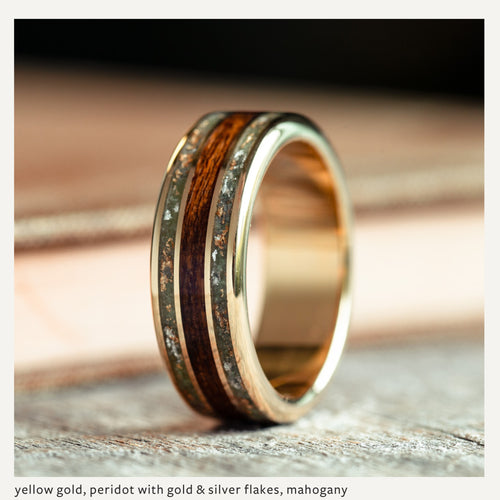 Custom Gold, Silver or Titanium Band - 3-Inlay Ring (Wide Center ...
