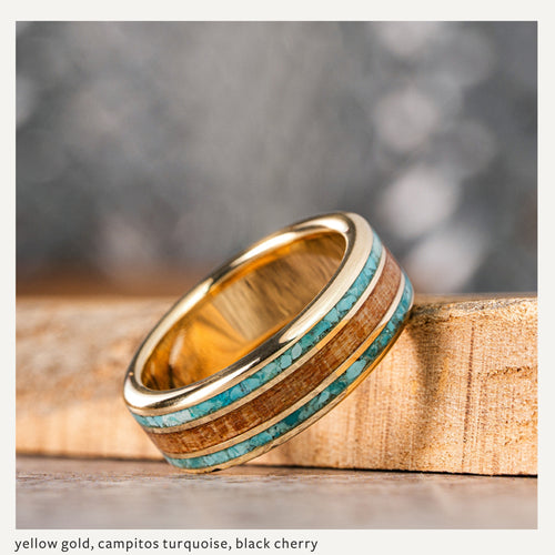 Custom Gold, Silver or Titanium Band - 3-Inlay Ring (Wide Center ...