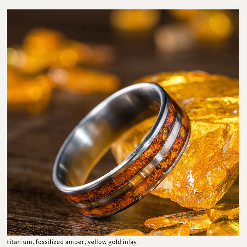 Custom Gold, Silver or Titanium Band - 3-Inlay Ring (Metal Center ...
