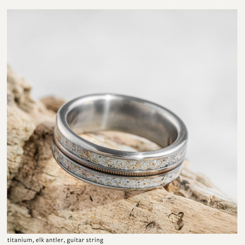 Custom Gold, Silver or Titanium Band - 3-Inlay Ring (Metal Center ...