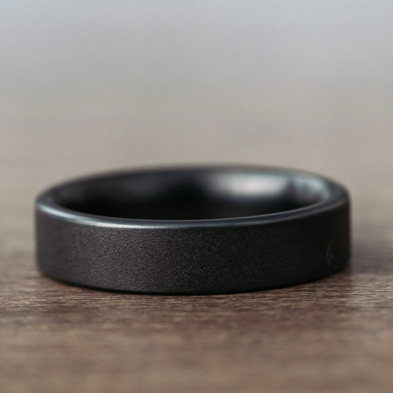     Aerodyne-Noir-Brushed-Black-Titanium-Wedding-Band-Rustic-and-Main