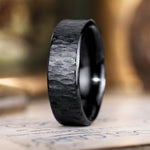 Alder-Noir-bark-texture-black-titanium-mens-wedding-band-rustic-and-main
