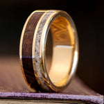 The High Country in Gold | Men's Gold Elk Antler Wedding Band with Walnut Wood