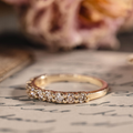 Champagne diamond wedding band in 10K yellow gold, round stones
