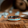 Men's wood ring with rifle stock and turquoise