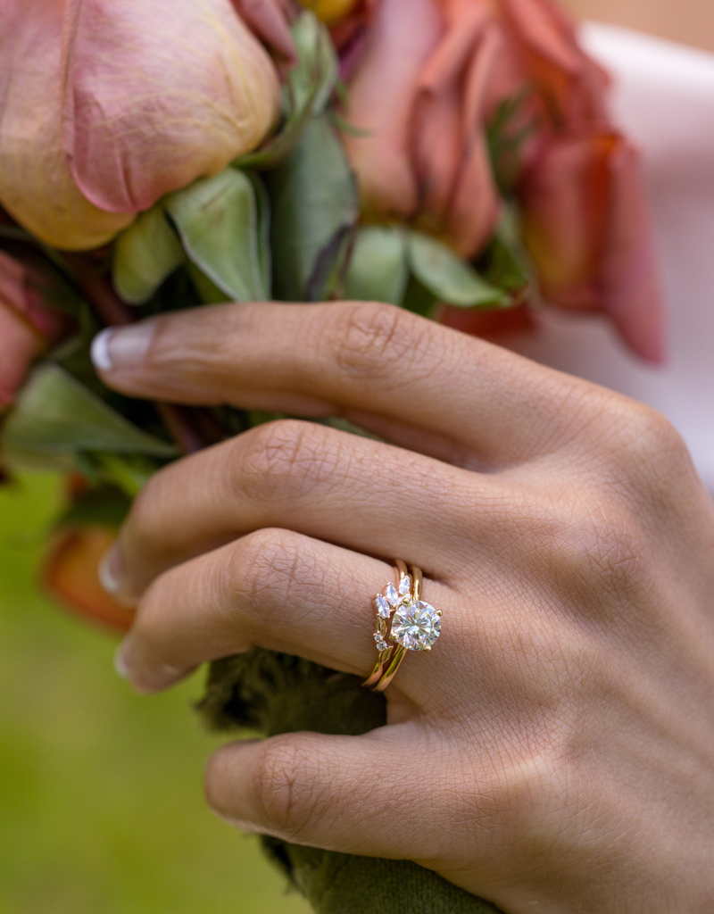 Nature-Inspired Marquise Diamond Leaf Band