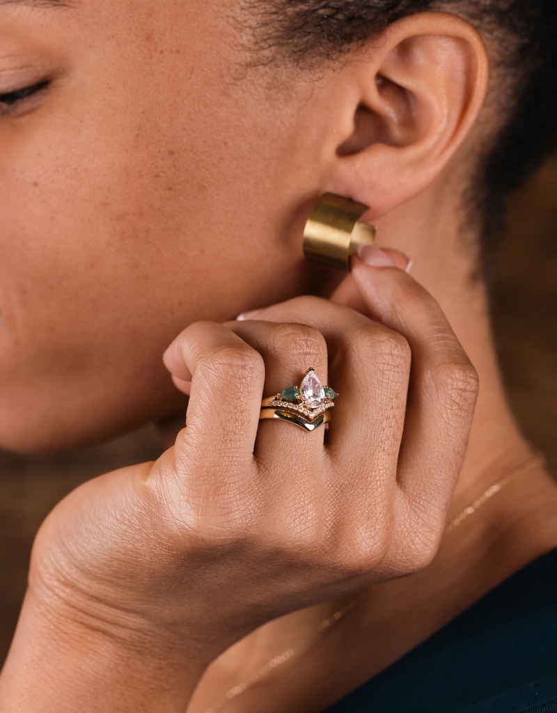 Solid Gold V-Shaped Chevron Band