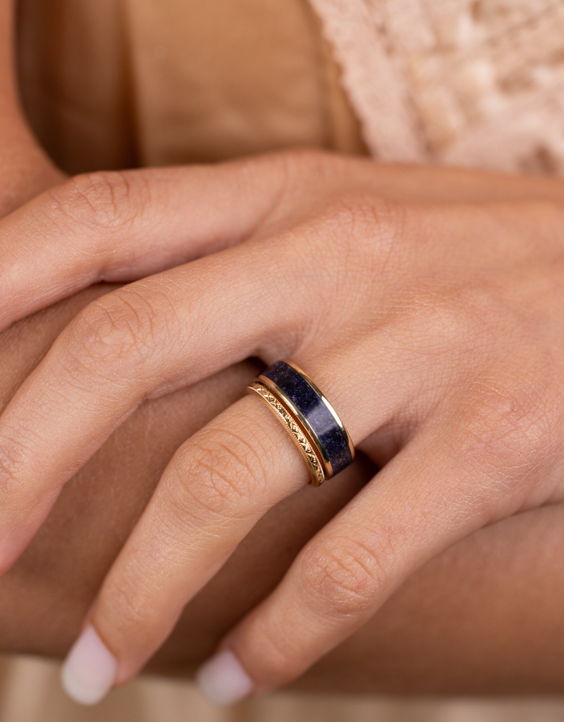 Vintage Solid Gold Milgrain Stackable Band