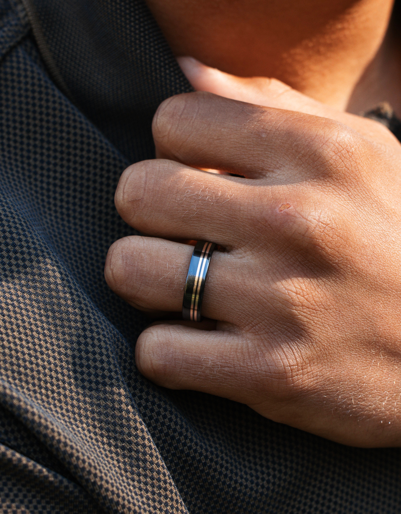 Polished Black Titanium with Dual Offset Metal Inlays