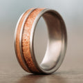 Custom-Titanium-Wedding-Band-Spalted-Maple-Yellowwood-Inlays