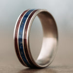 Custom-mens-titanium-wedding-band-lapis-lazuli-purpleheart-wood