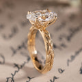 Custom 4ct Diamond Leaf floral engagement ring