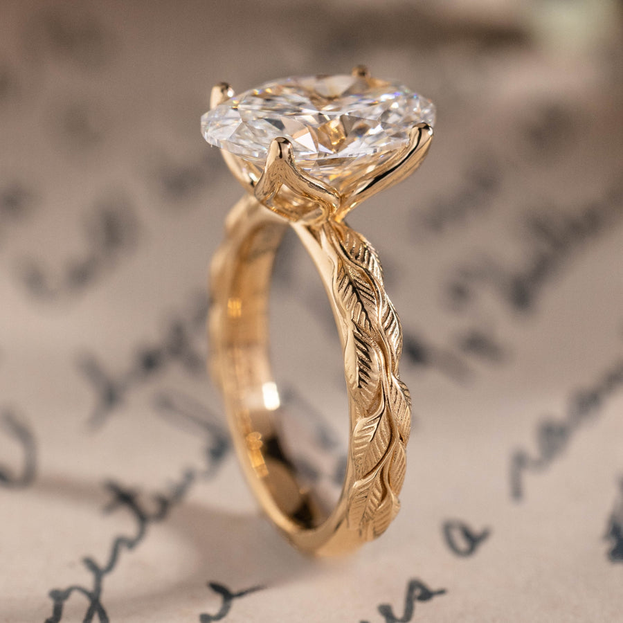 Custom 4ct Diamond Leaf floral engagement ring