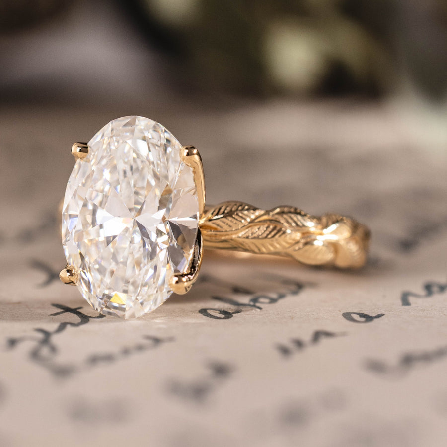 Custom 4ct Diamond Leaf floral engagement ring