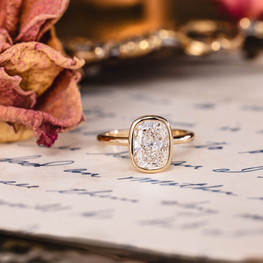 Custom Elongated Cushion Lab-Grown Diamond Engagement Ring in 14K Yellow Gold
