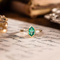 Custom Elongated Hexagon Lab-Grown Emerald Engagement Ring in 18K Yellow Gold