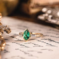 Custom Elongated Hexagon Lab-Grown Emerald Engagement Ring in 18K Yellow Gold