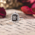 Custom Emerald-Cut Grey Lab-Grown Diamond Engagement Ring in 14K White Gold