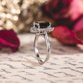 Custom Emerald-Cut Grey Lab-Grown Diamond Engagement Ring in 14K White Gold