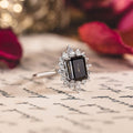 Custom Emerald-Cut Grey Lab-Grown Diamond Engagement Ring in 14K White Gold