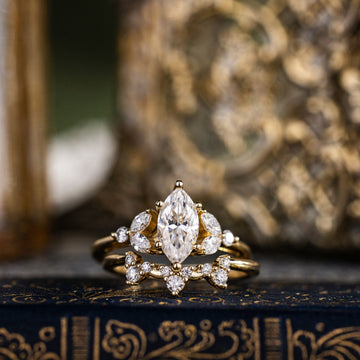 Custom Marquise Lab-Grown Diamond Engagement Ring with Contour Band in 14K Yellow Gold