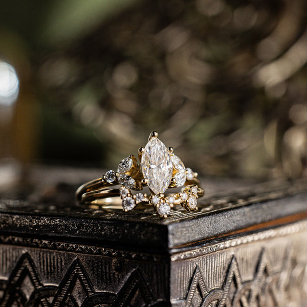Custom Marquise Lab-Grown Diamond Engagement Ring with Contour Band in 14K Yellow Gold