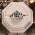 8mm Hex Moss Agate Engagement Ring
