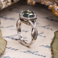 8mm Hex Moss Agate Engagement Ring